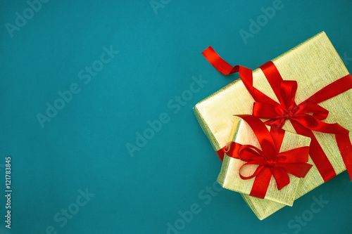 The gifts on blue background