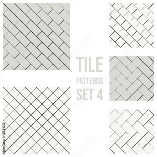Set of thin line seamless pattern brick tile, use for background, path, toilet wall, patio, wooden floor, ceramic tile, parquet floor, stack bond and texture