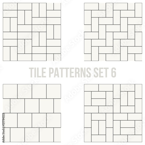 Set of thin line seamless pattern brick tile, use for background, path, toilet wall, patio, wooden floor, ceramic tile, parquet floor, stack bond and texture