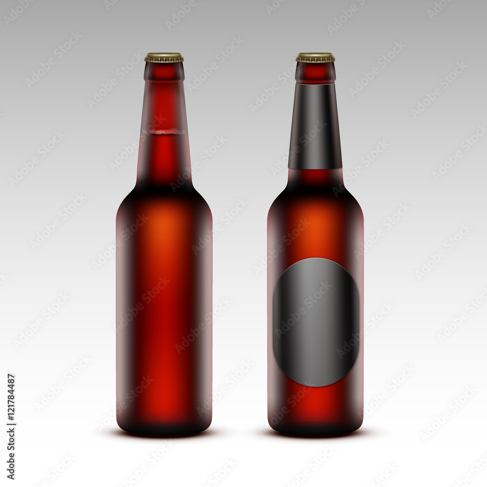 Set of Brown Bottles Dark Red Beer with without labels Set of Brown Bottles Dark Red Beer with without labels