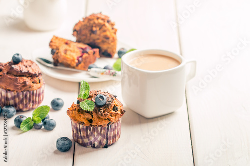 Carrot muffins with blueberrie