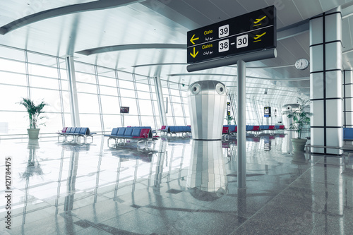 Fotografie, Obraz Modern Airport Departure Lounge