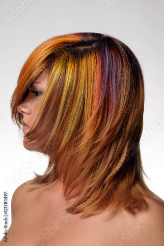 Portrait of a beautiful girl with dyed hair, professional hair colouring