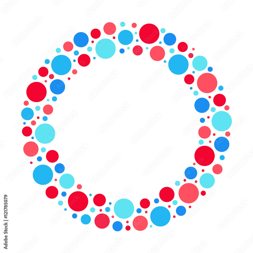Circle frame pattern, red and blue bubbles vector isolated Circle frame pattern, red and blue bubbles vector isolated