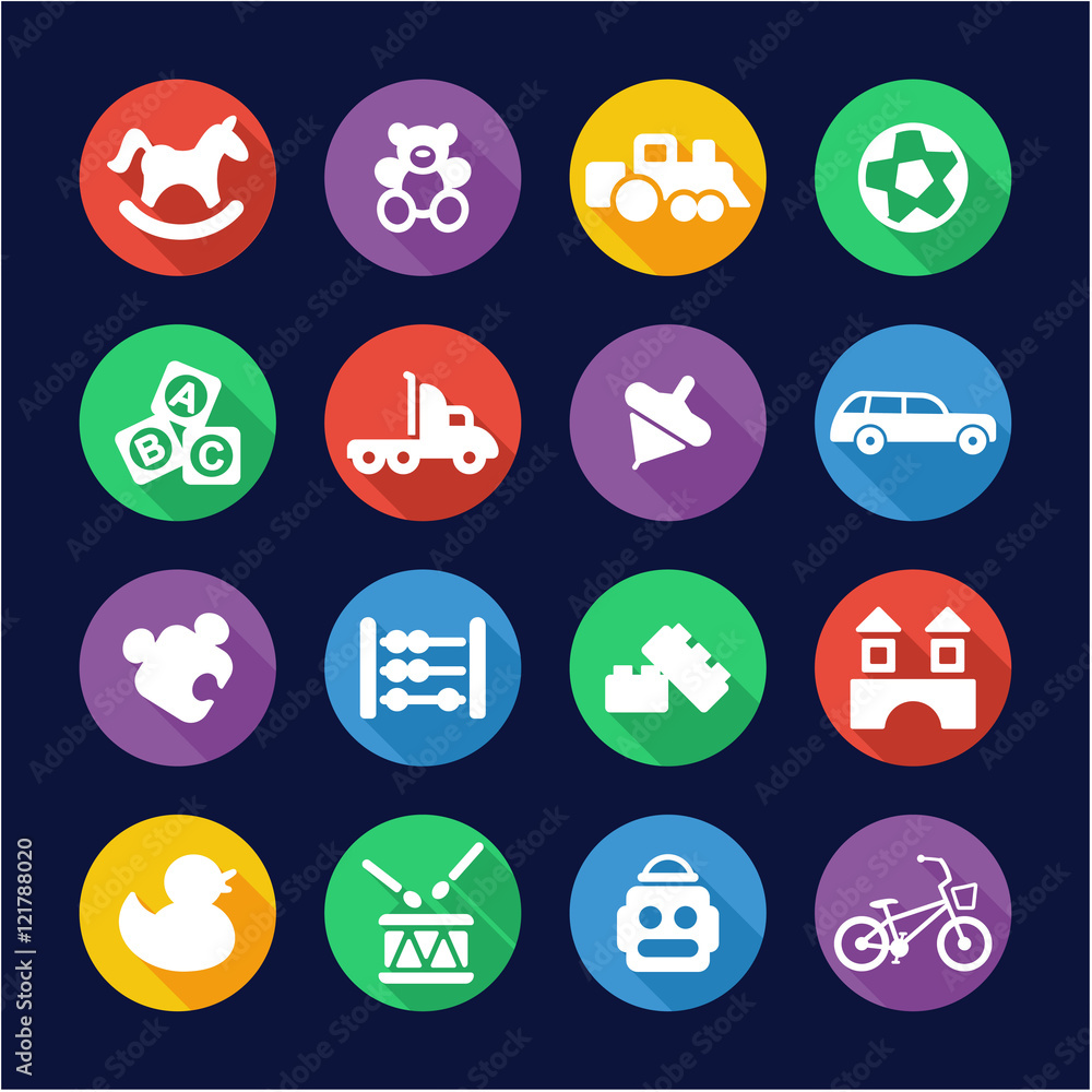 Toys Icons Flat Design Circle Toys Icons Flat Design Circle