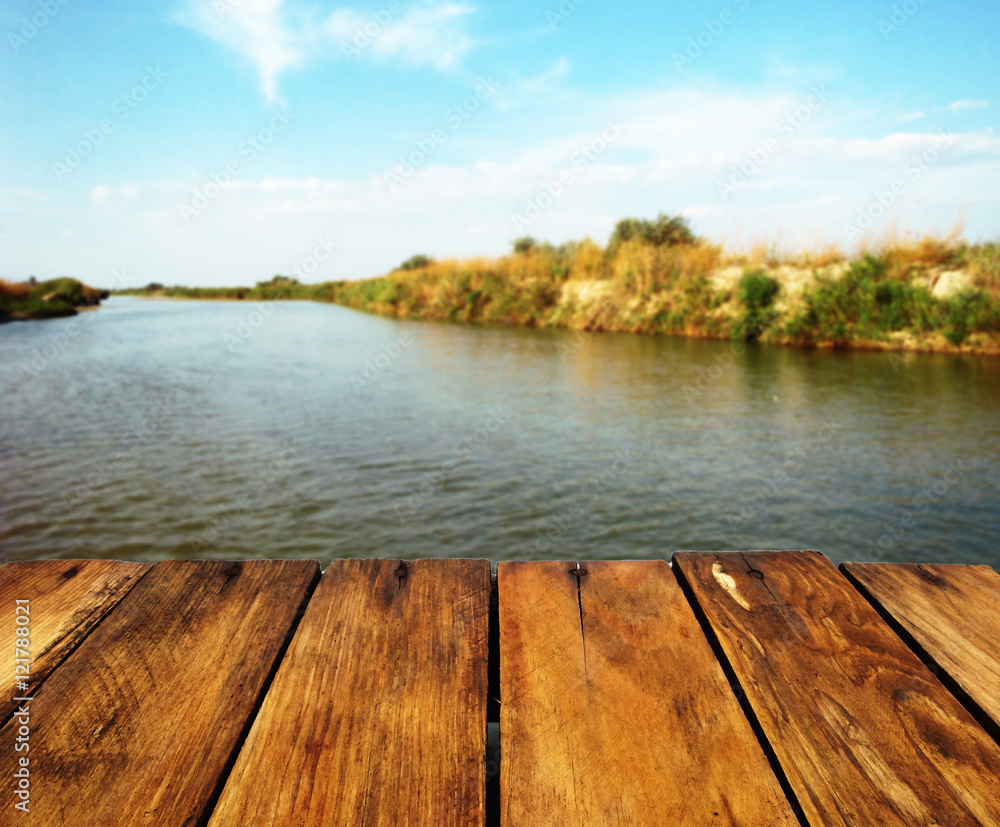 .Fishing on the lake. Fishing on the river. Wooden perspective.. .Fishing on the lake. Fishing on the river. Wooden perspective..