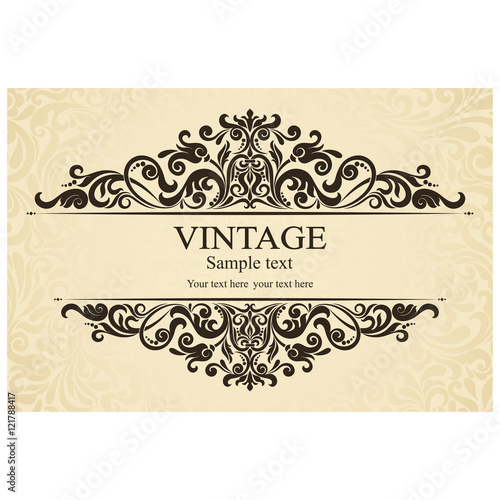 Invitation cards in an old-style beige and brown