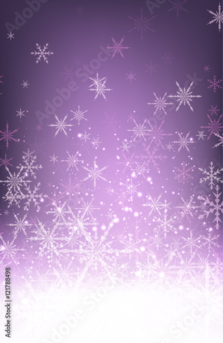 Purple winter background with snowflakes.