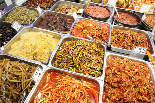 Food Korea style at Seoul market.