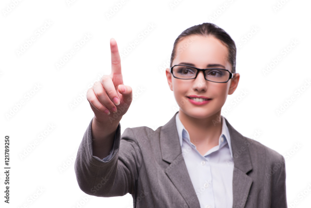 Businesswoman holding hands isolated on white Businesswoman holding hands isolated on white