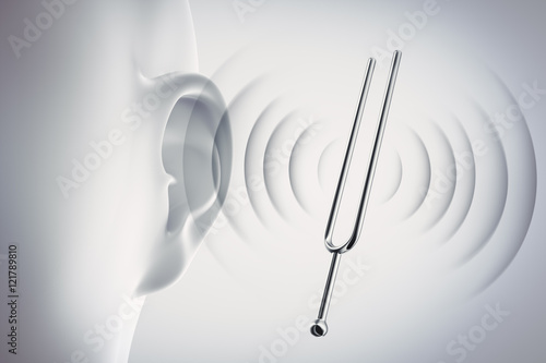 Obraz na płótnie Ohr mit Stimmgabel und Schall