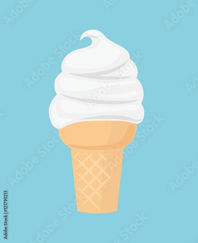 Ice cream flat icon. Icecream cone vector illustration isolated on blue