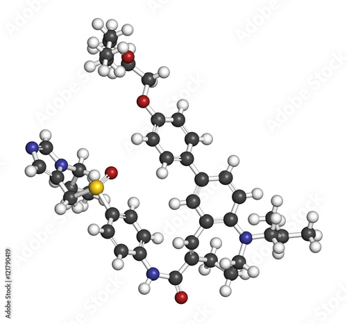 Cenicriviroc HIV drug molecule. 3D rendering.  photo