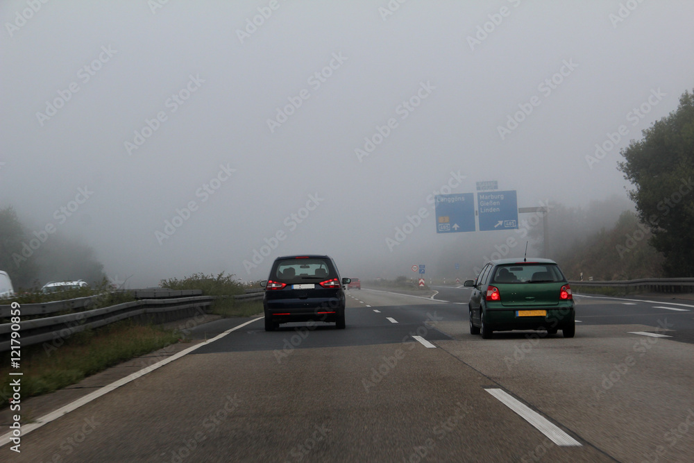Motorway in the fog