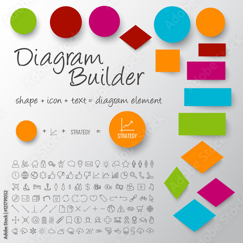 Vector schema diagram builder set