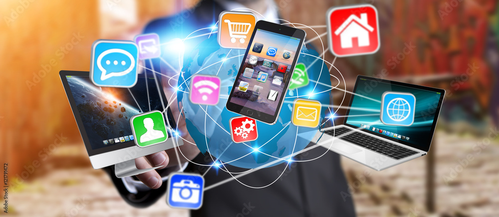 Businessman holding tech device in his hand Businessman holding tech device in his hand