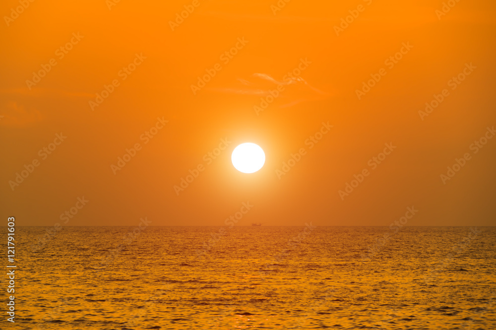 View of beautiful sunset above the sea