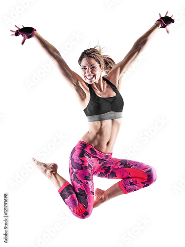 woman fitness boxing pilates excercises isolated photo