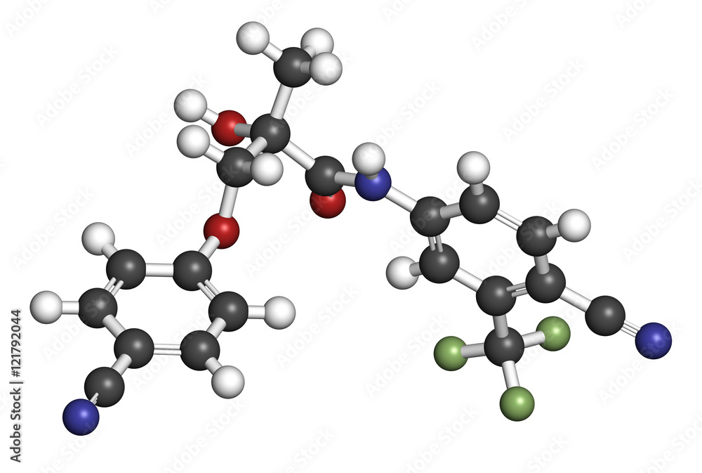 Enobosarm drug molecule. Selective androgen receptor modulator (SARM). Enobosarm drug molecule. Selective androgen receptor modulator (SARM).