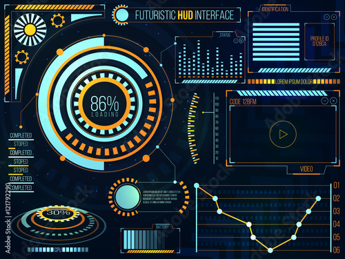Futuristic HUD Interface or Infographic Elements.