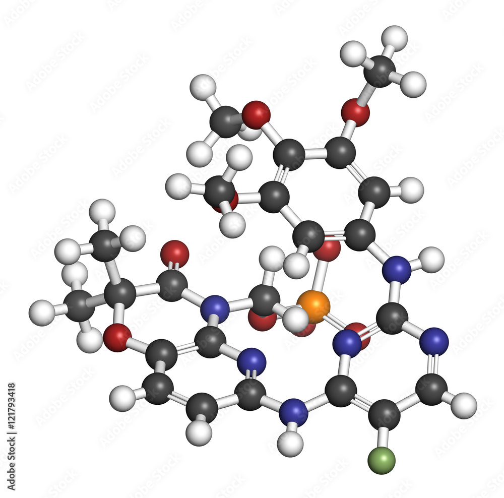 Fostamatinib rheumatoid arthritis drug molecule (Syk inhibitor). 3D