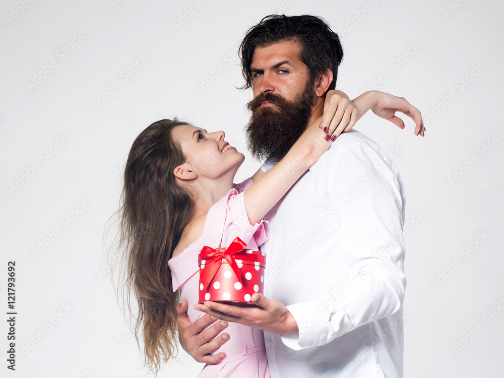 young happy couple with box young happy couple with box