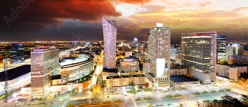 Fototapeta Panorama słońca Warszawy, stolicy Polski, Europy