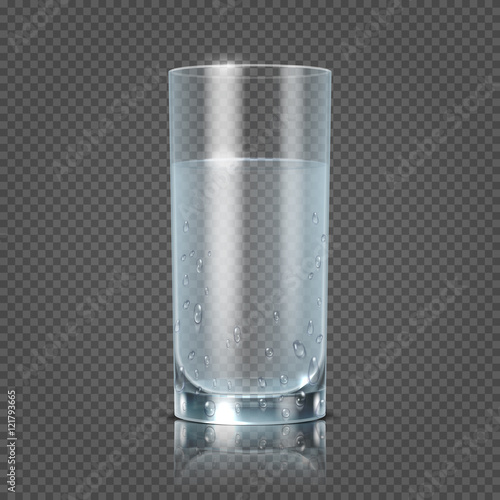Glass of water isolated on transparent checkered background vector illustration