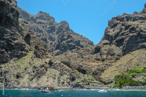 Out of the gorge (canyon) mask on the ocean shore.