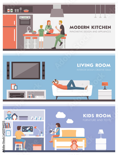 Domestic life banner set