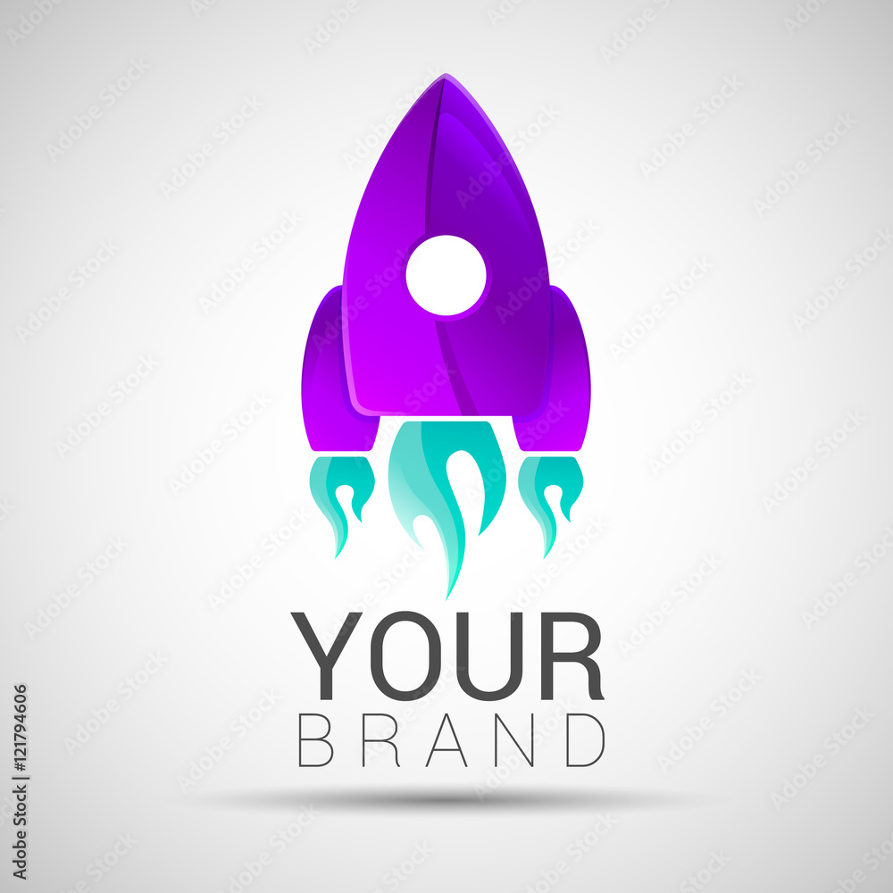 Abstract rocket logo. Startup design template. Editable for your business company. Symbols shapes innovative and creative inspiration purple turquoise color Abstract rocket logo. Startup design template. Editable for your business company. Symbols shapes innovative and creative inspiration purple turquoise color