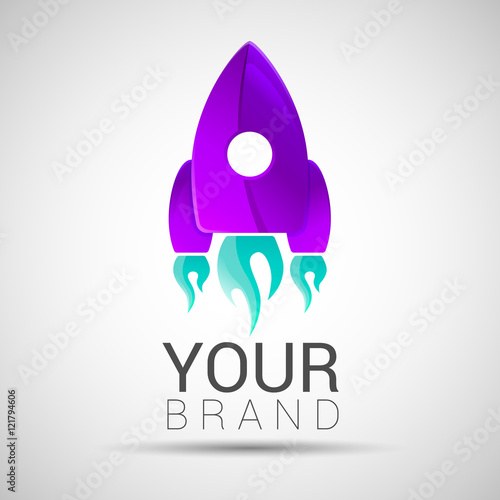 Abstract rocket logo. Startup design template. Editable for your business company. Symbols shapes innovative and creative inspiration purple turquoise color