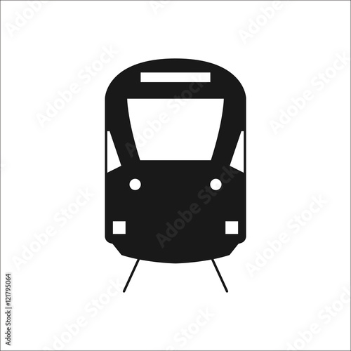 Modern train front sign silhouette icon on background