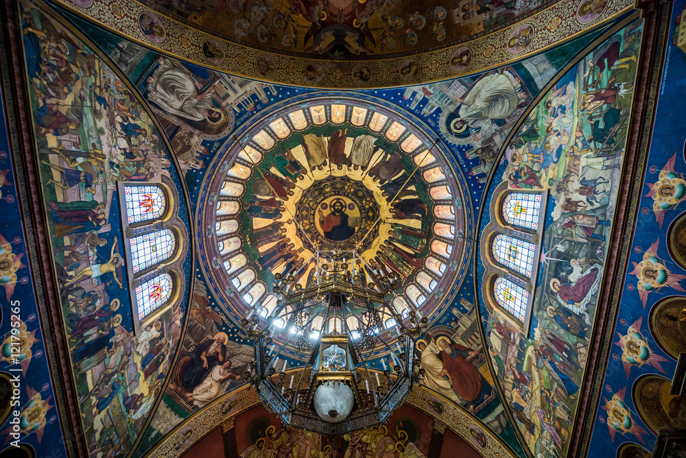 dome of Orthodox Holy Trinity Cathedral in Sibiu in Romania