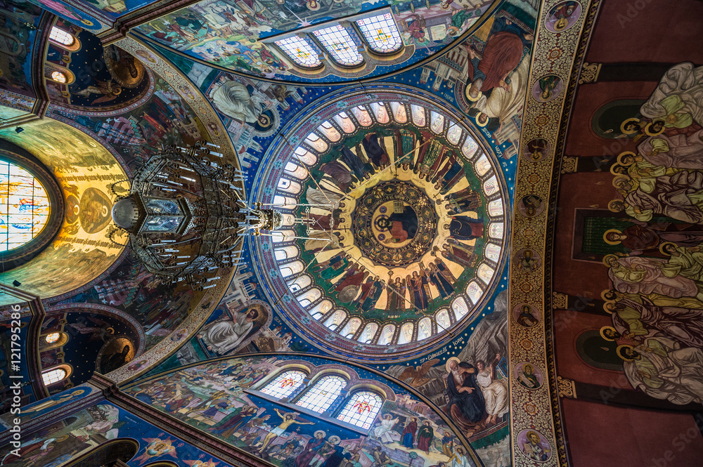 dome of Orthodox Holy Trinity Cathedral in Sibiu in Romania