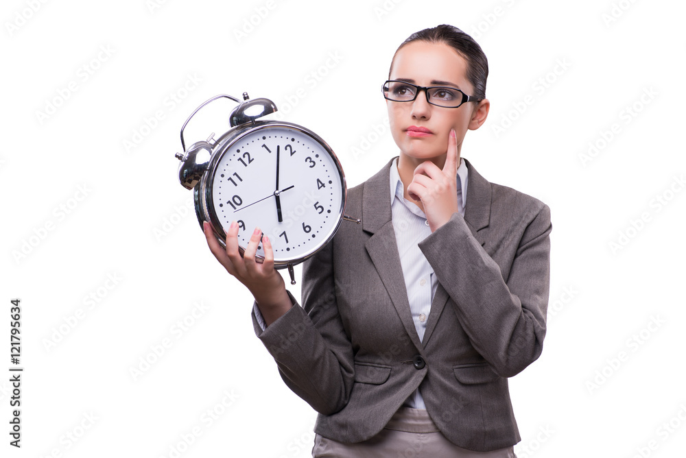 Businesswoman with clock in business concept Businesswoman with clock in business concept