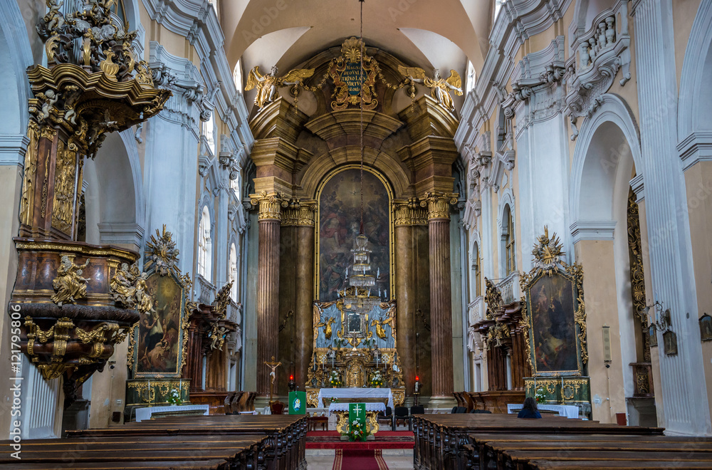 Interior of Church of The Holy Trinity in Cluj-Napoca city in Romania