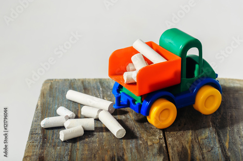 Toy truck with chalks