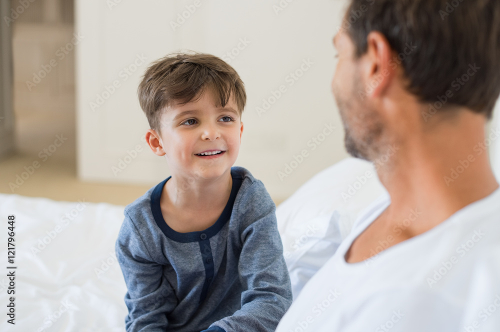 Son and father talking