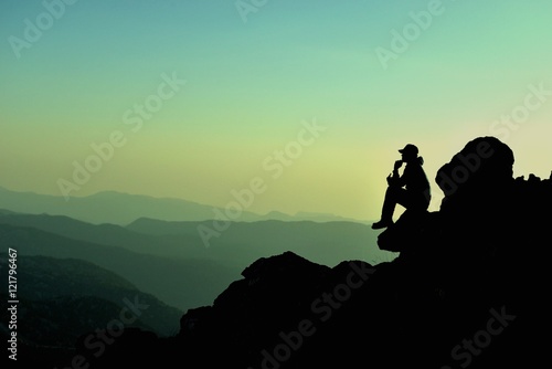 Obraz na plátně düşünen adam & plan yapan dağcı