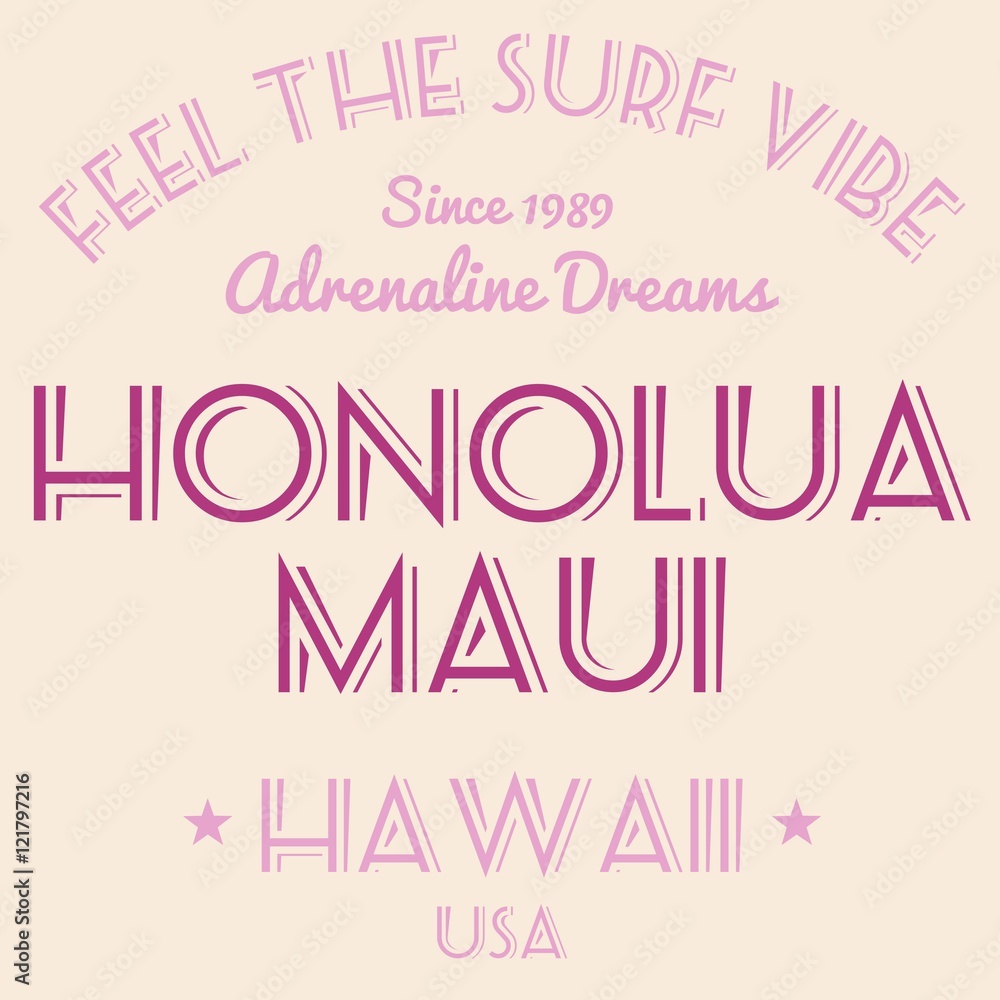 Tshirt design graphics - surfing concept Hawaii