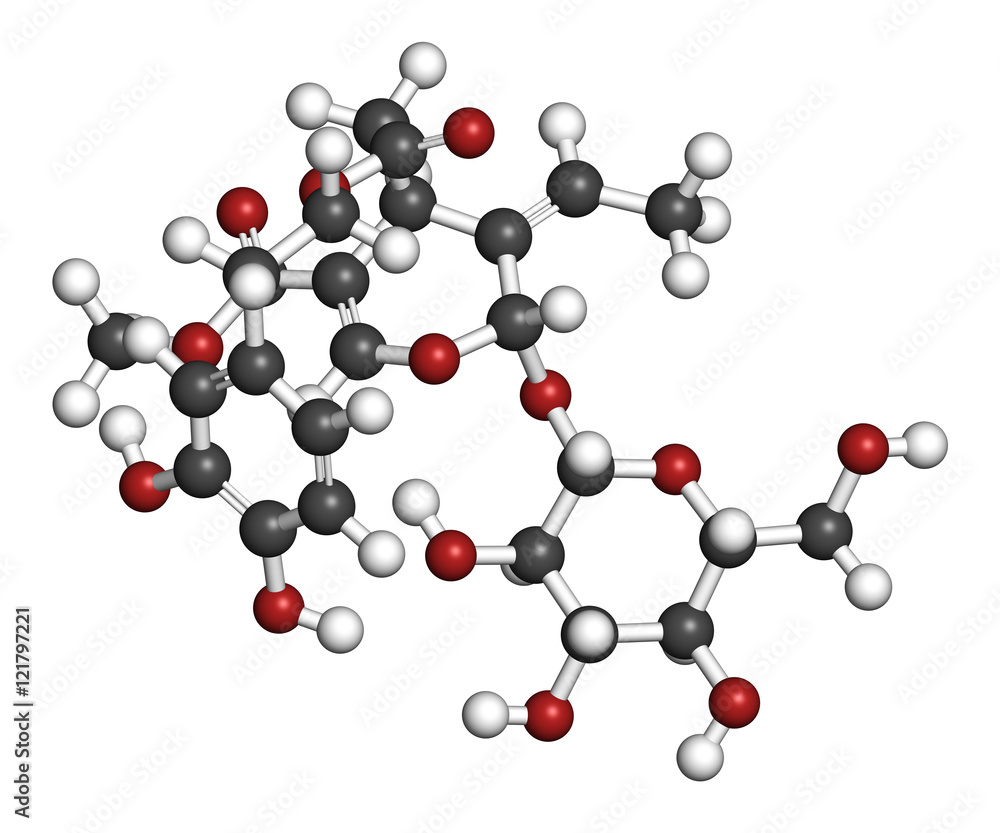 Oleuropein olive component molecule. Oleuropein olive component molecule.