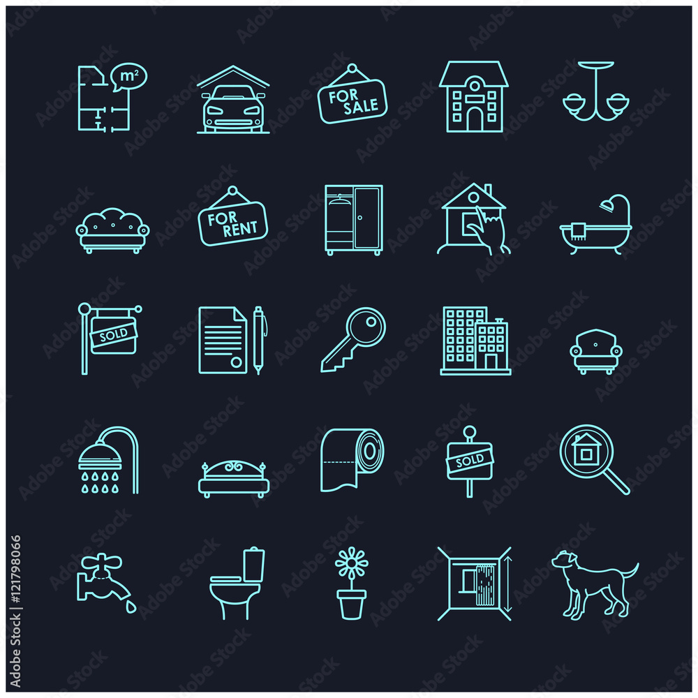 house and real estate stock vector icons