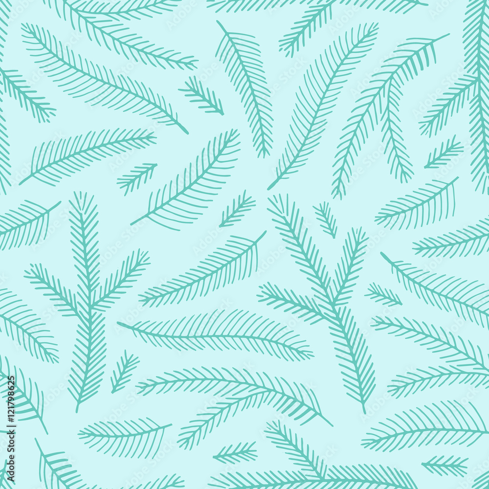Seamless pattern with fir branches. Vector illustration.
