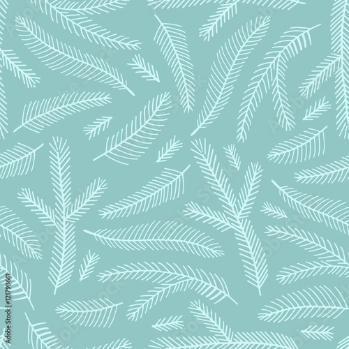 Seamless pattern with fir branches. Vector illustration. © lubovchipurko