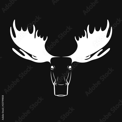 Vector images of moose deer head on a black background