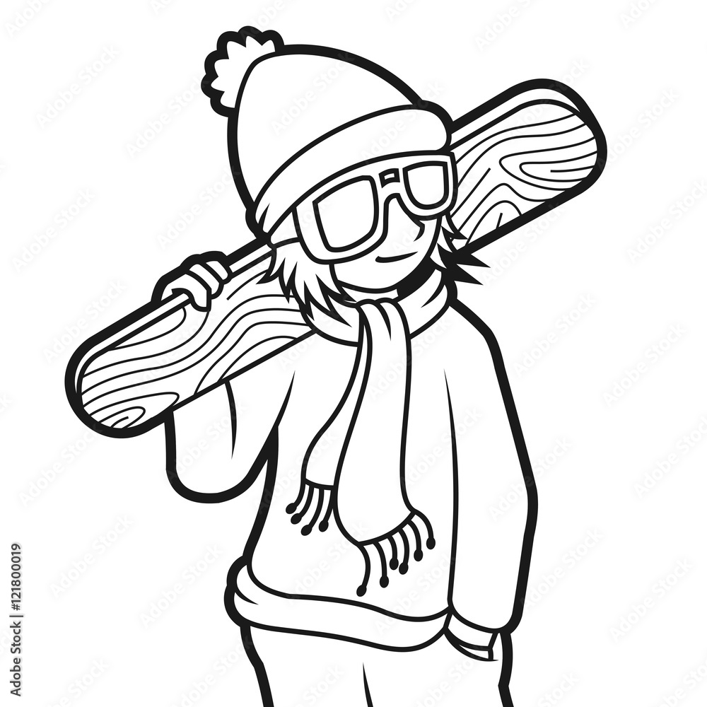 Snowboarder Black Outline Snowboarder Black Outline
