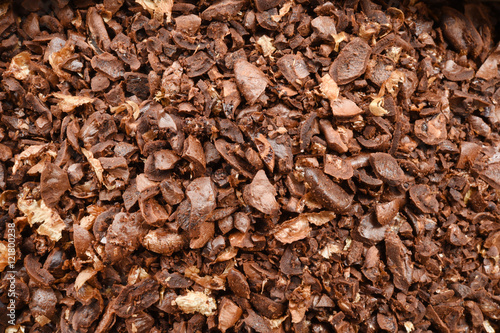 close up of ground coffee for background