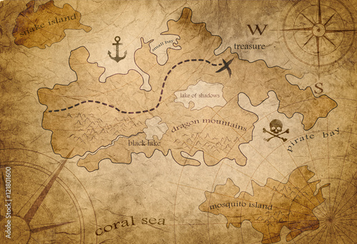 Fotografie, Obraz pirate treasure map