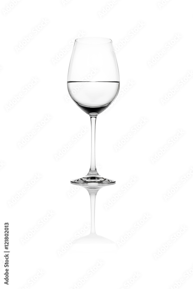 Isolated glass of wine on a white background.